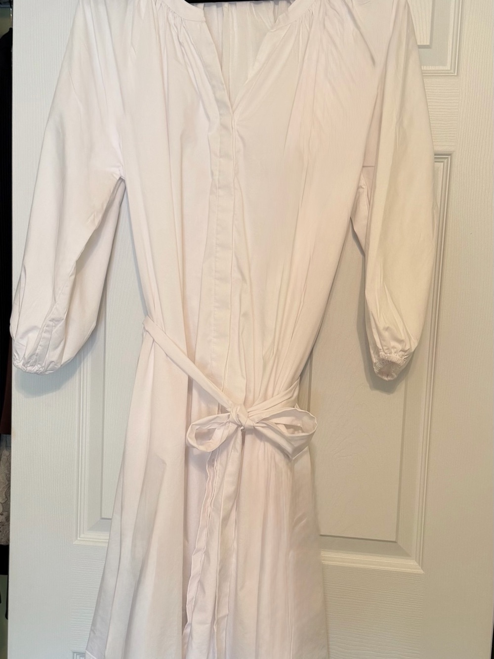 Women’s Cream Midi Tie-Waist Dress with V-Neck by Lake. Never worn.